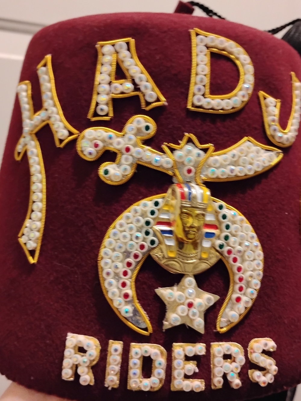 Shriners Vintage Burgundy Fez Hat With Box